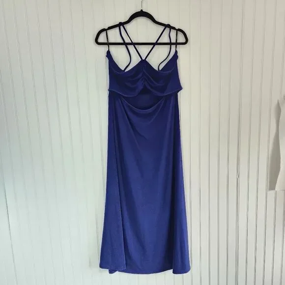 eloquii blue dress ZAPAKA Women Dark Blue Bridesmaid Dress with Lace Up Back A-Line Square  Neck Corset Long Wedding Guest Dress